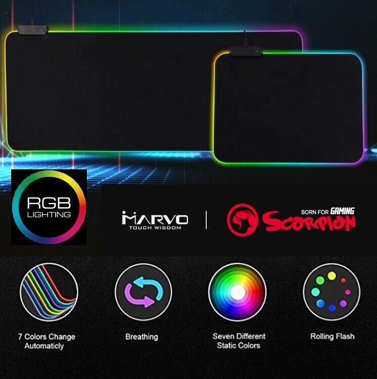 RGB LED Gaming Mousepad with Non-Slip Rubber Base for Laptop Desktop Gaming PC - BESTA